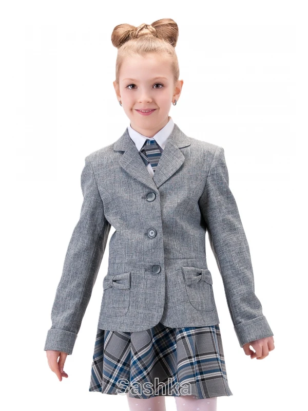 Жакет для дівчинки Sashka шкільний сірий, розмір 116-164